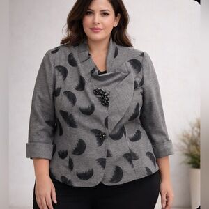 Moshita Couture Elegant Rhinestone Blazer Jacket Formal Party Church Size 16